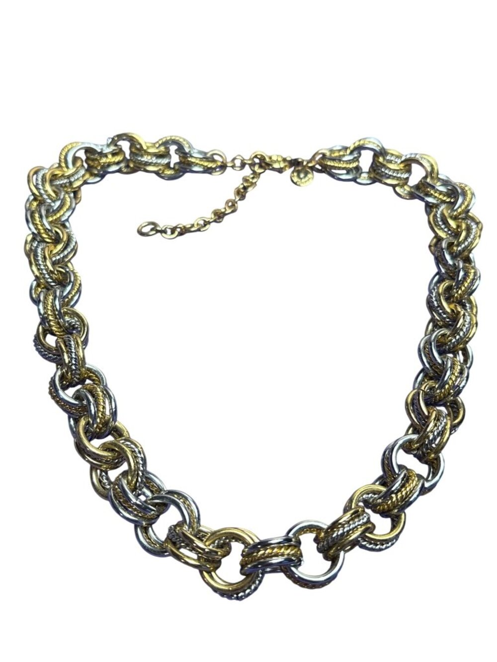 Talbots Chunky Textured Chain Necklace Goldtone Silvertone 18 - 20 inches Long